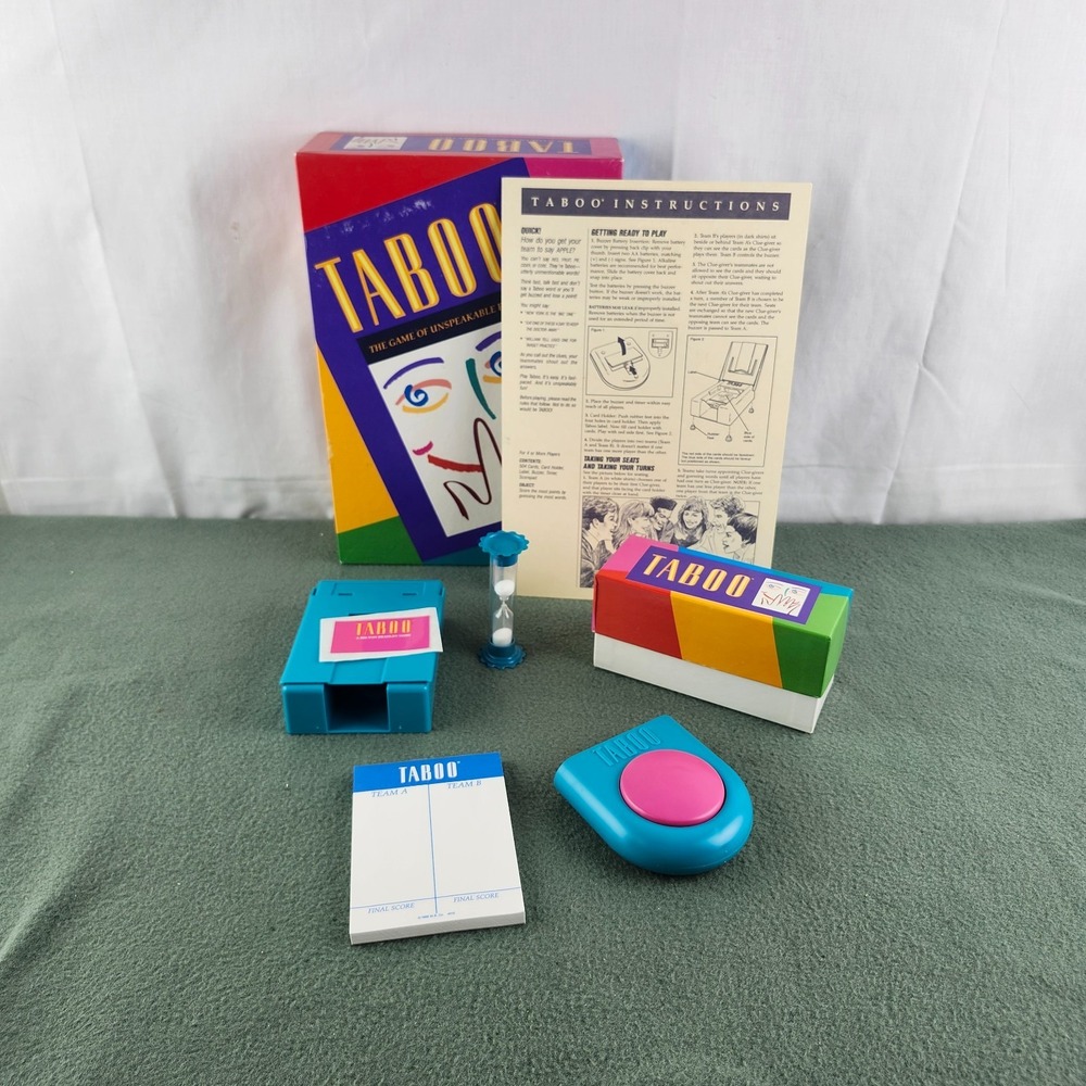 Vintage 1989 Taboo Board Game Milton Bradley The Game of Unspeakable Fun